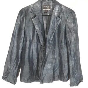 Lafayette 148 Blazer Black Charcoal Gray Silk Size 10P Size 10 Jacket Coat Suit